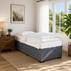 Stylish Grey Bed Frame 90x190 cm Enhances Bedroom Decor