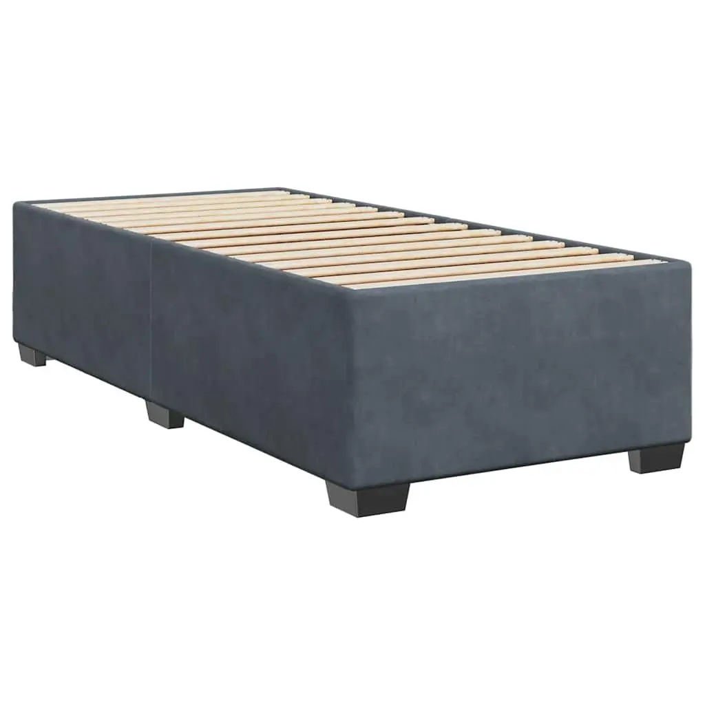 Bed Frame 90x190 cm Grey Velvet Upholstery Slatted Base