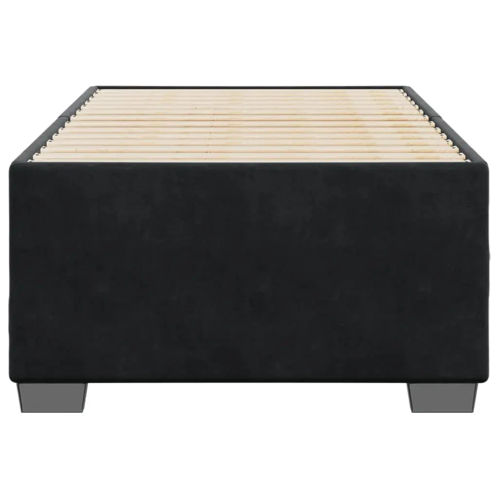 King Single Bed Frame Black Velvet Integrated Slats Support