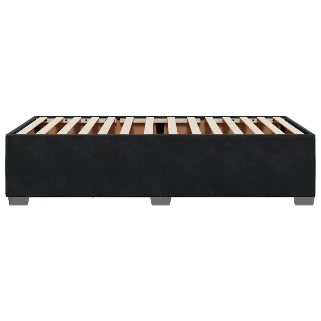 King Single Bed Frame Black Velvet Integrated Slats Support