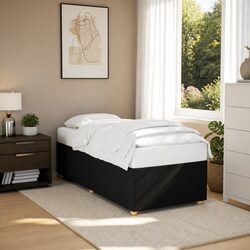 Elegant Black Polyester Bed Frame for a Cozy Bedroom