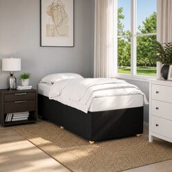 King Single Bed Frame Black Fabric Slats Support Bedroom Furniture