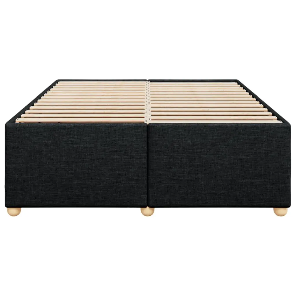 Queen Upholstered Bed Frame Black Soft Fabric Slatted Support