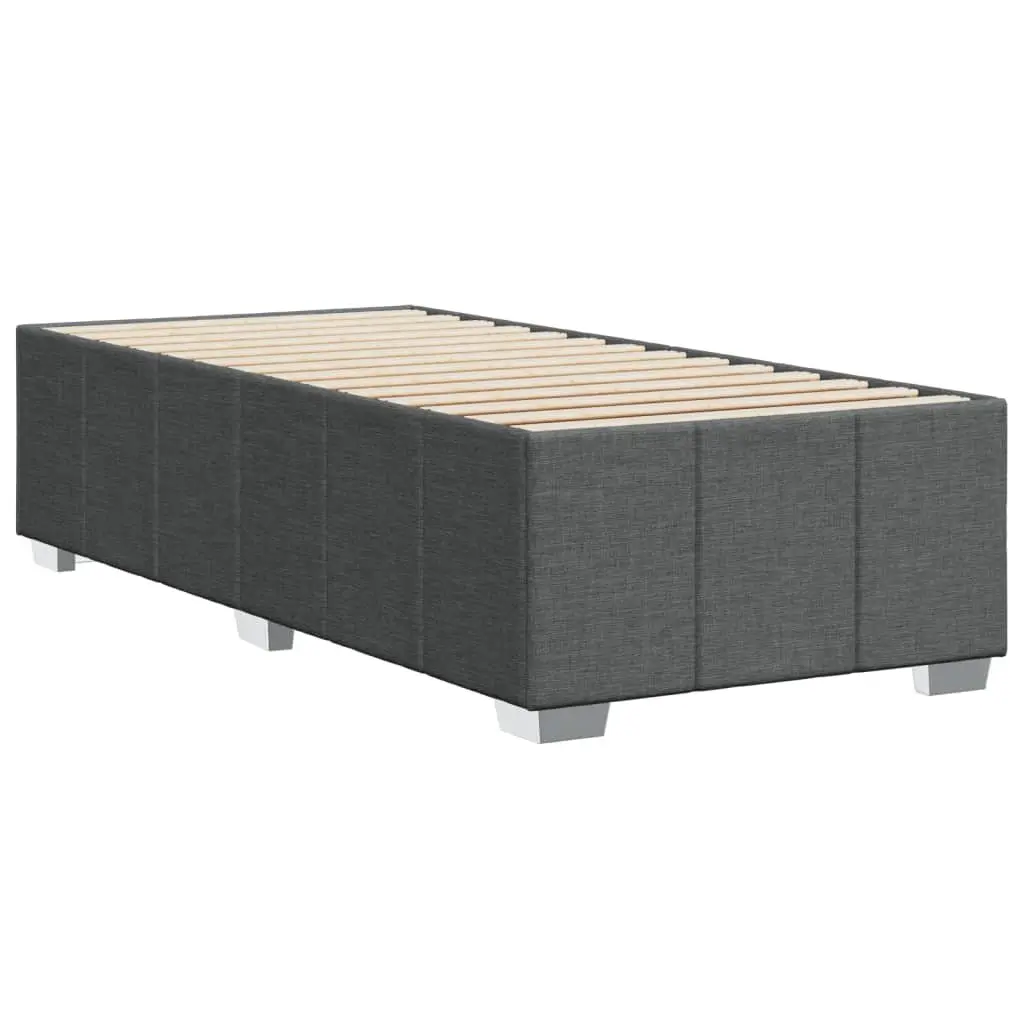 King Single Bed Frame Dark Grey Fabric Upholstered Sturdy Support