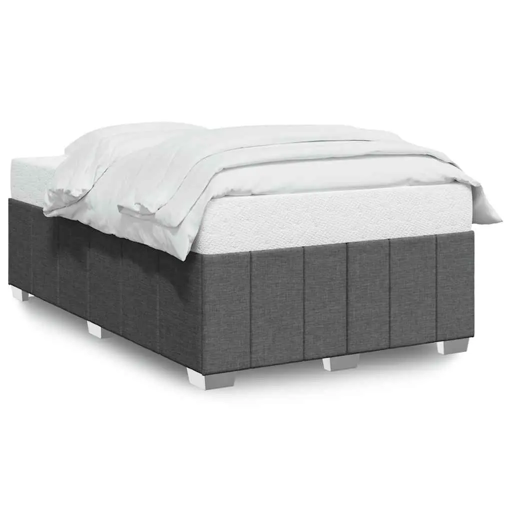 Double Bed Frame Grey Fabric Wooden Slats Support Bedroom Furniture
