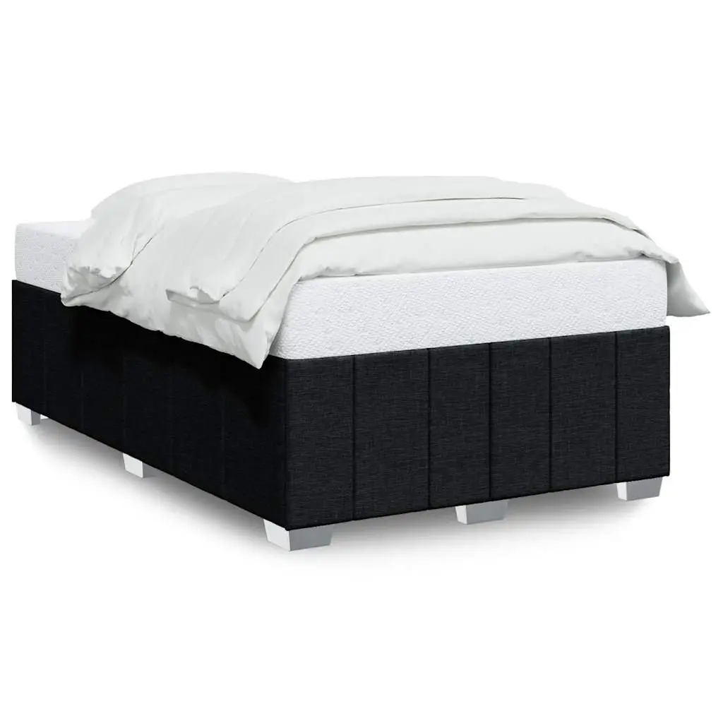 Double Bed Frame Black Fabric Upholstered Slat Base Support