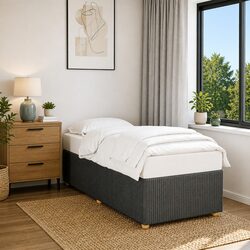 Bed Frame Grey 90x190 cm Fabric Upholstered Slatted Base Bedroom Furniture