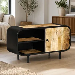 TV Cabinet 90x30x48 cm Brown Wooden Storage Unit Industrial Style Furniture