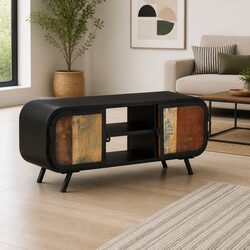 Stylish Vintage Industrial TV Cabinet 110x30x45cm