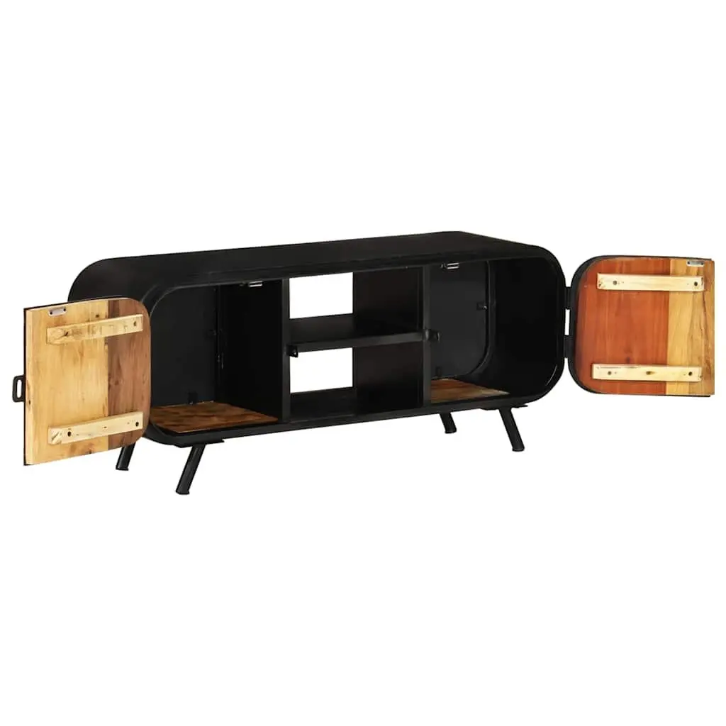 Reclaimed Wood TV Cabinet 110x30x45cm Handmade Vintage Industrial Stand with Side Cabinet Storage