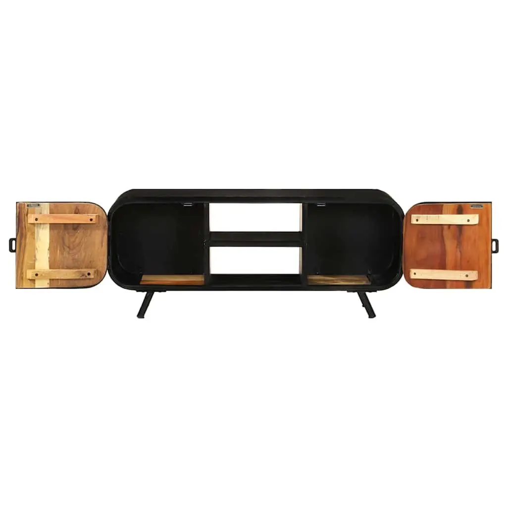 Reclaimed Wood TV Cabinet 110x30x45cm Handmade Vintage Industrial Stand with Side Cabinet Storage