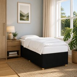 Elegant Black Fabric Bed Frame 90x190 cm for Your Bedroom