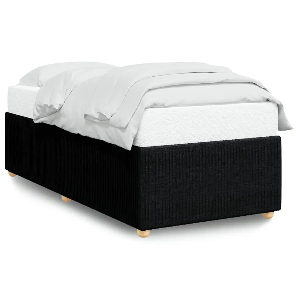 King Single Bed Frame Black Velvet Upholstery Slatted Mattress Support