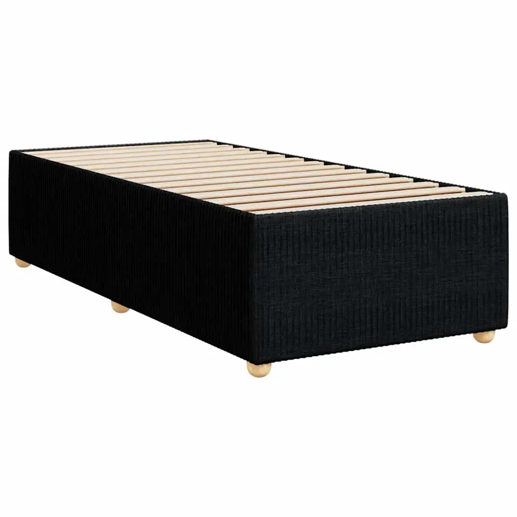 King Single Bed Frame Black Velvet Upholstery Slatted Mattress Support