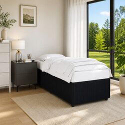 King Single Bed Frame Black Velvet Slat Support Bedroom Furniture No Mattress