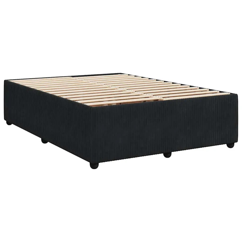 Double Bed Frame Black Velvet Upholstered Supportive Base