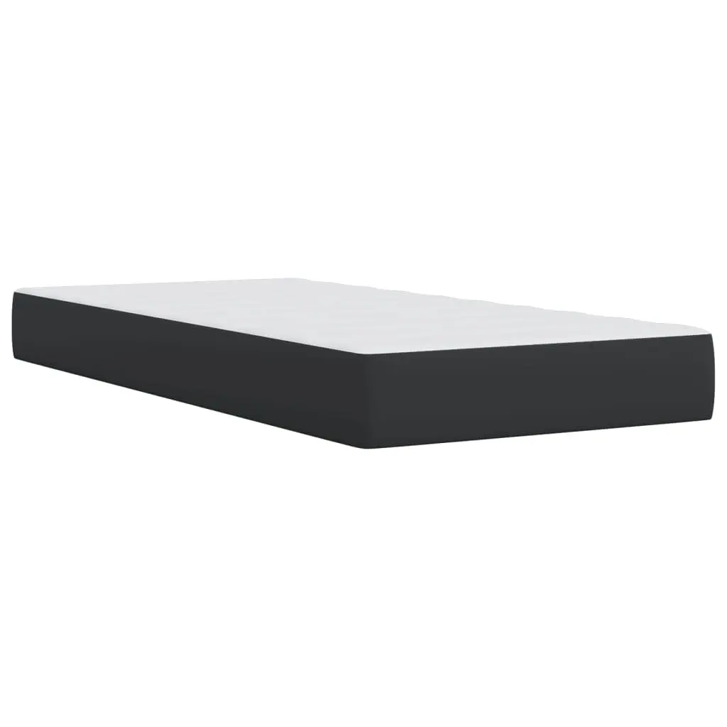 Pocket Spring Mattress Bed King Single Black Faux Leather Frame with Removable Cover and Mattress Topper