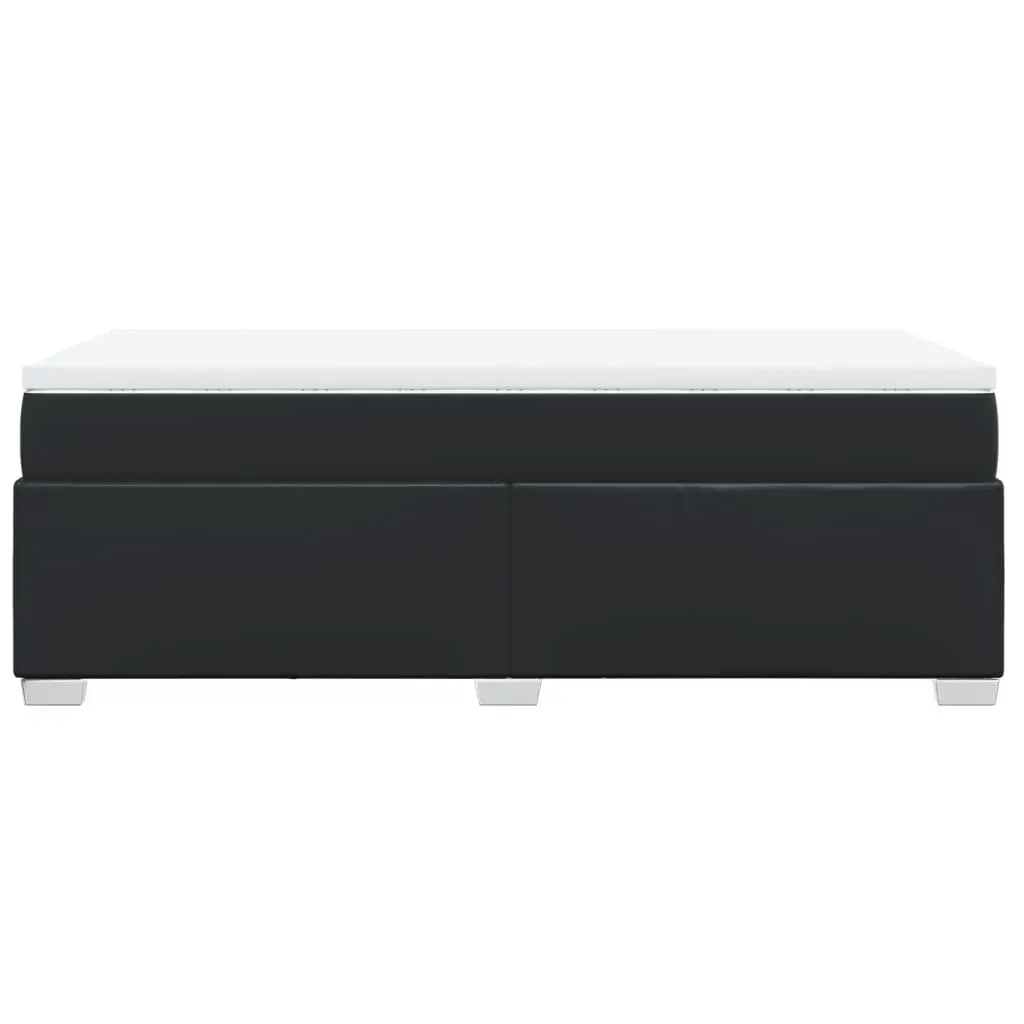 Pocket Spring Mattress Bed King Single Black Faux Leather Frame with Removable Cover and Mattress Topper