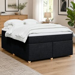 Stylish Black Queen Bed with Supportive Pocket Spring Mattress
