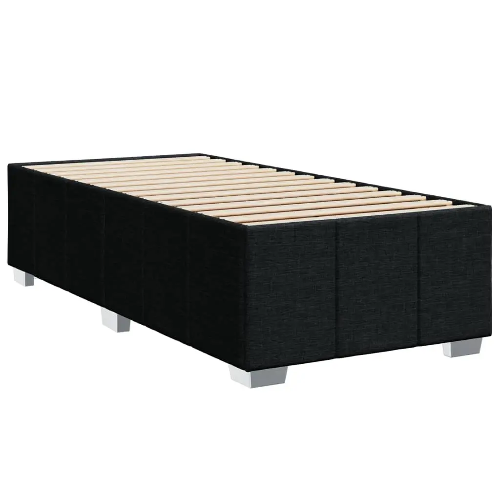 King Single Box Spring Bed with Pocket Spring Mattress Black Fabric