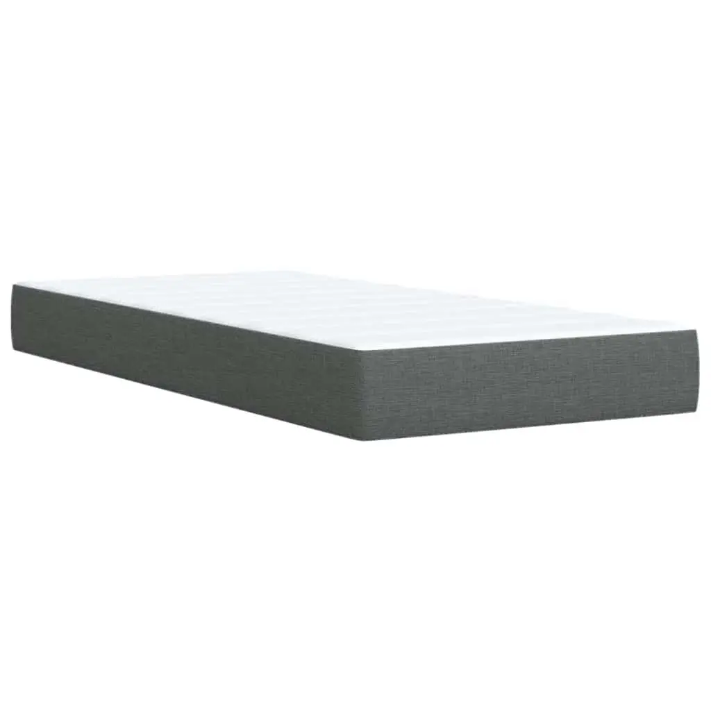 King Single Box Spring Bed Pocket Spring Mattress Black Fabric Frame