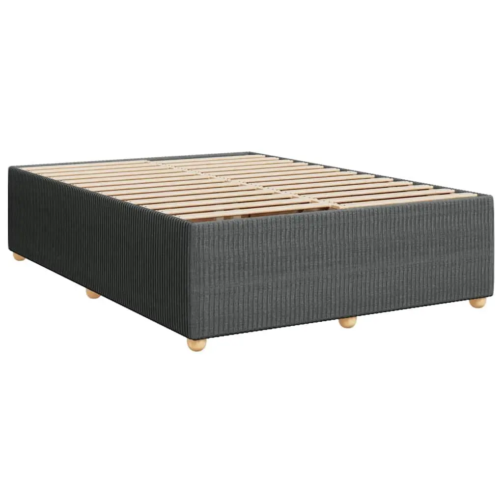 Double Box Spring Bed Double Size Pocket Spring Mattress Black Fabric Platform Frame