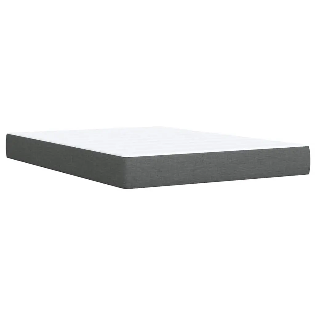 Double Box Spring Bed Double Size Pocket Spring Mattress Black Fabric Platform Frame