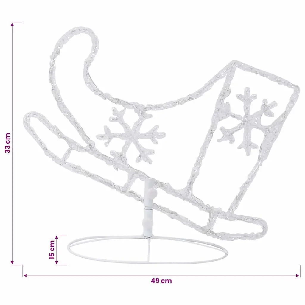 Christmas Sleigh Decoration 260cm Acrylic 72 LED Lights 8 Lighting Effects Indoor Outdoor Blue