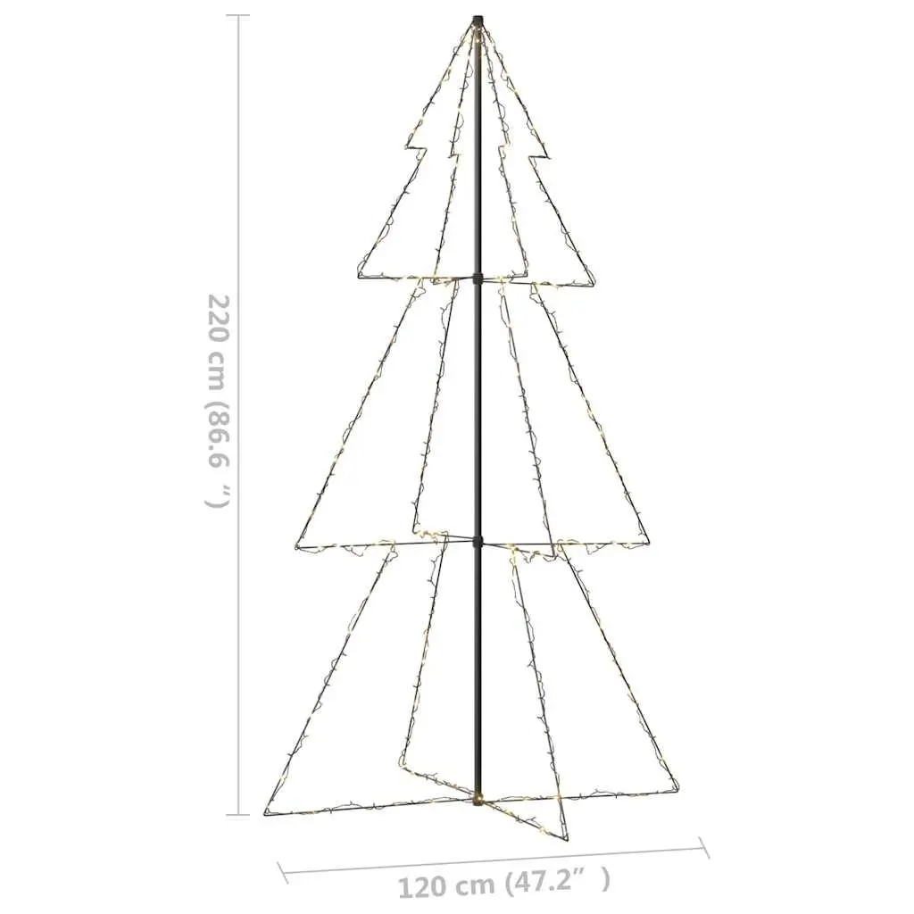 Christmas Cone Tree 220x120 cm 300 LEDs 8 Lighting Effects Indoor Outdoor Decoration White