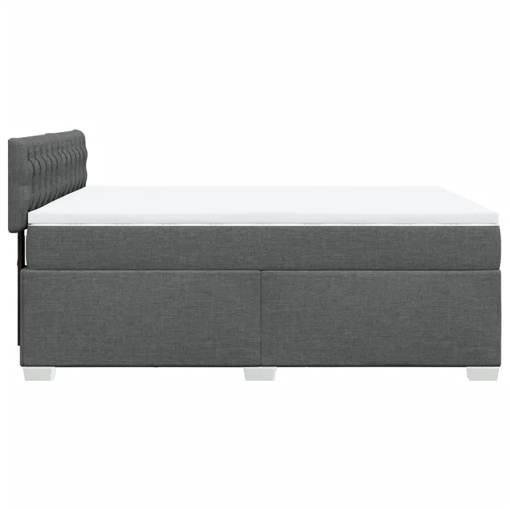 Double Box Spring Bed Double Pocket Sprung Mattress Black Fabric Frame Slats