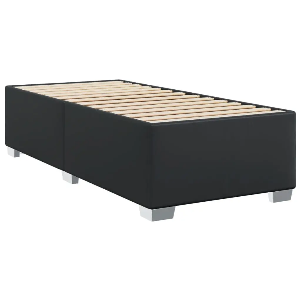 King Single Box Spring Bed with Pocket Sprung Mattress Faux Leather Frame