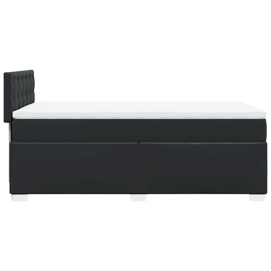 King Single Box Spring Bed with Pocket Sprung Mattress Faux Leather Frame