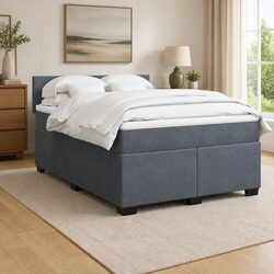 Box Spring Bed with Pocket Sprung Mattress Double Velvet Upholstered Frame