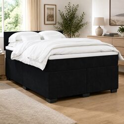 Stylish Grey Velvet Double Box Spring Bed for Your Home