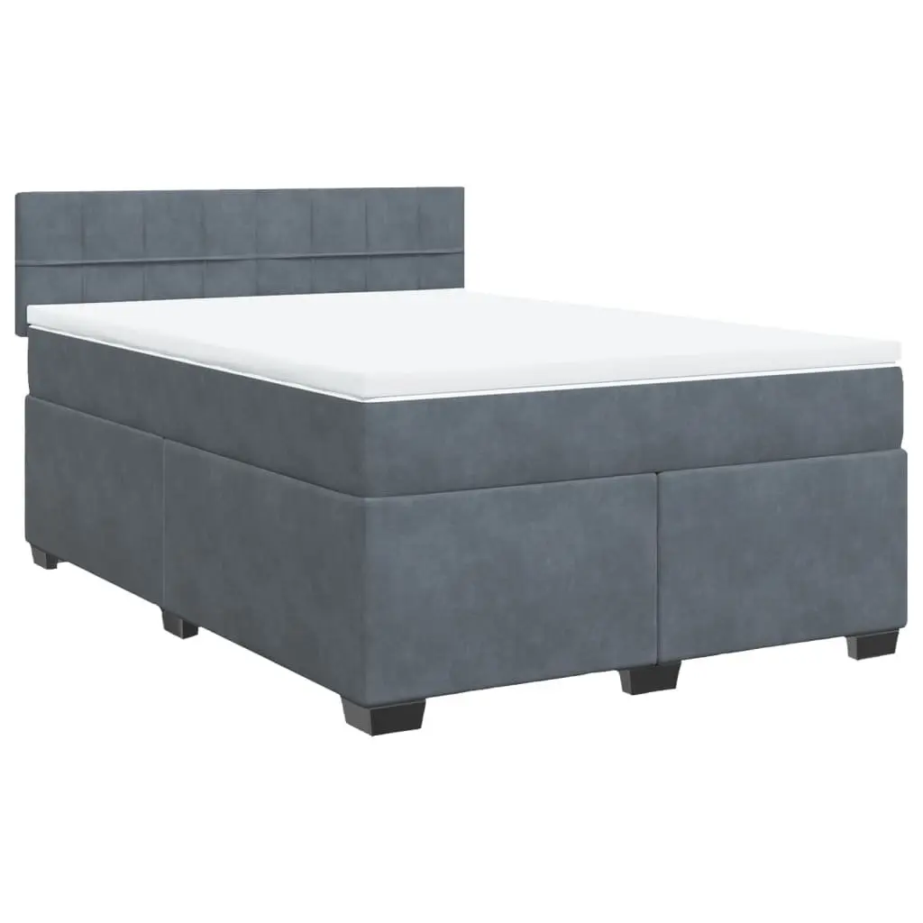 Box Spring Bed with Pocket Spring Mattress Velvet Upholstered Frame Black