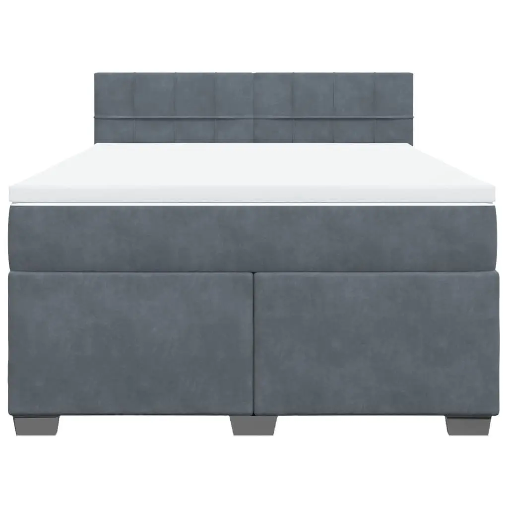 Box Spring Bed with Pocket Spring Mattress Velvet Upholstered Frame Black