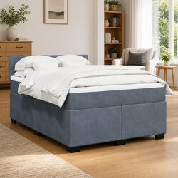 Queen Size Box Spring Bed with Velvet and Pocket Spring