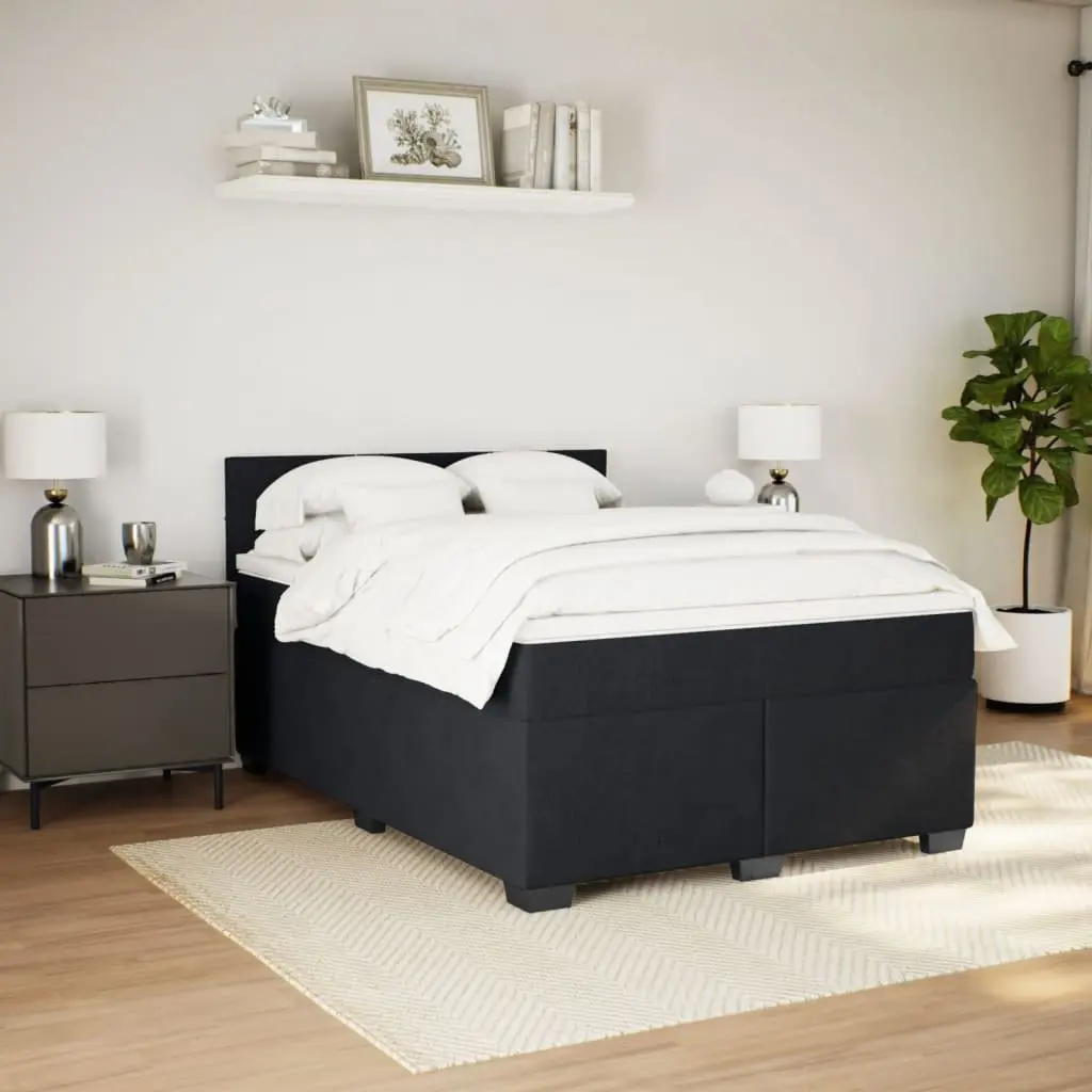 Queen Bed Velvet Upholstered Frame Pocket Spring Mattress Grey