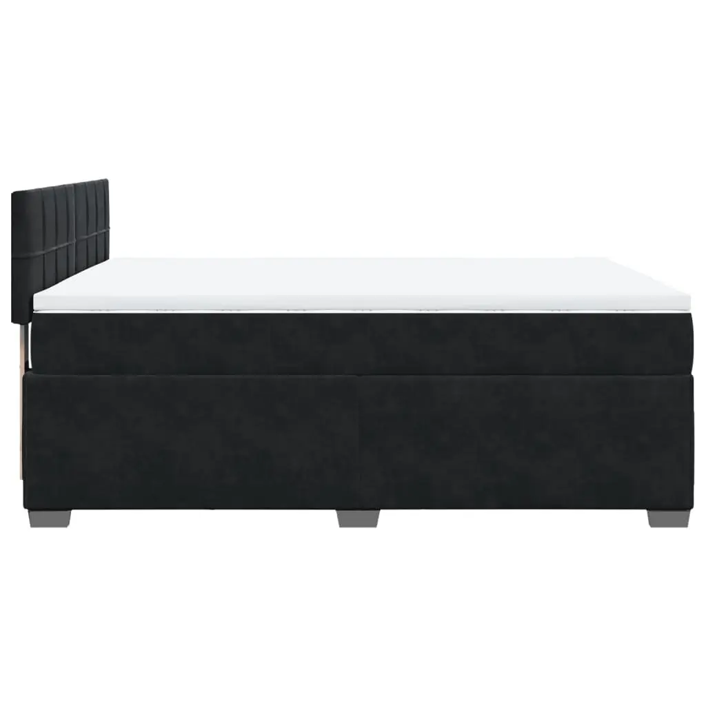 Queen Bed Velvet Upholstered Frame Pocket Spring Mattress Grey