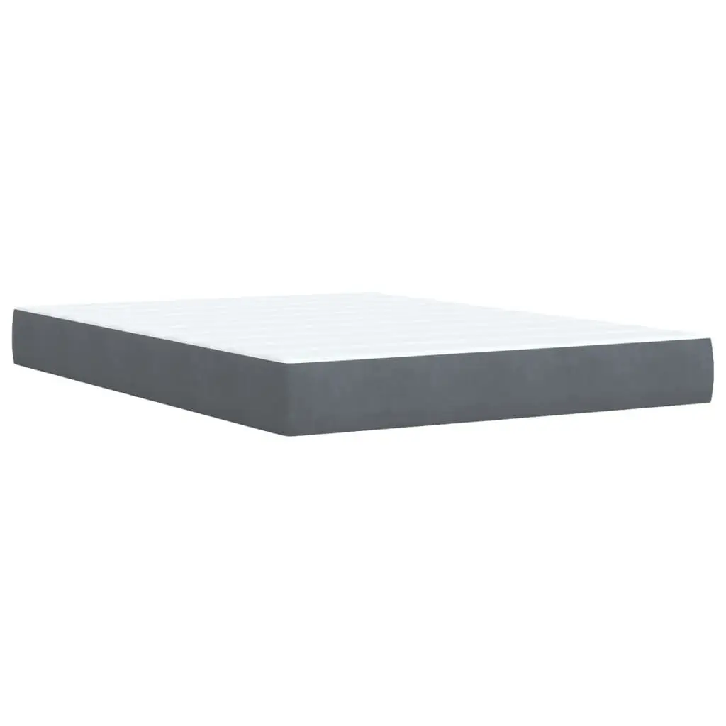 Box Spring Bed Queen Size Velvet Upholstered Frame with Pocket Spring Mattress and Slatted Base