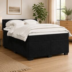 Enhance Your Space with a Queen Box Spring Bed in Grey Velvet