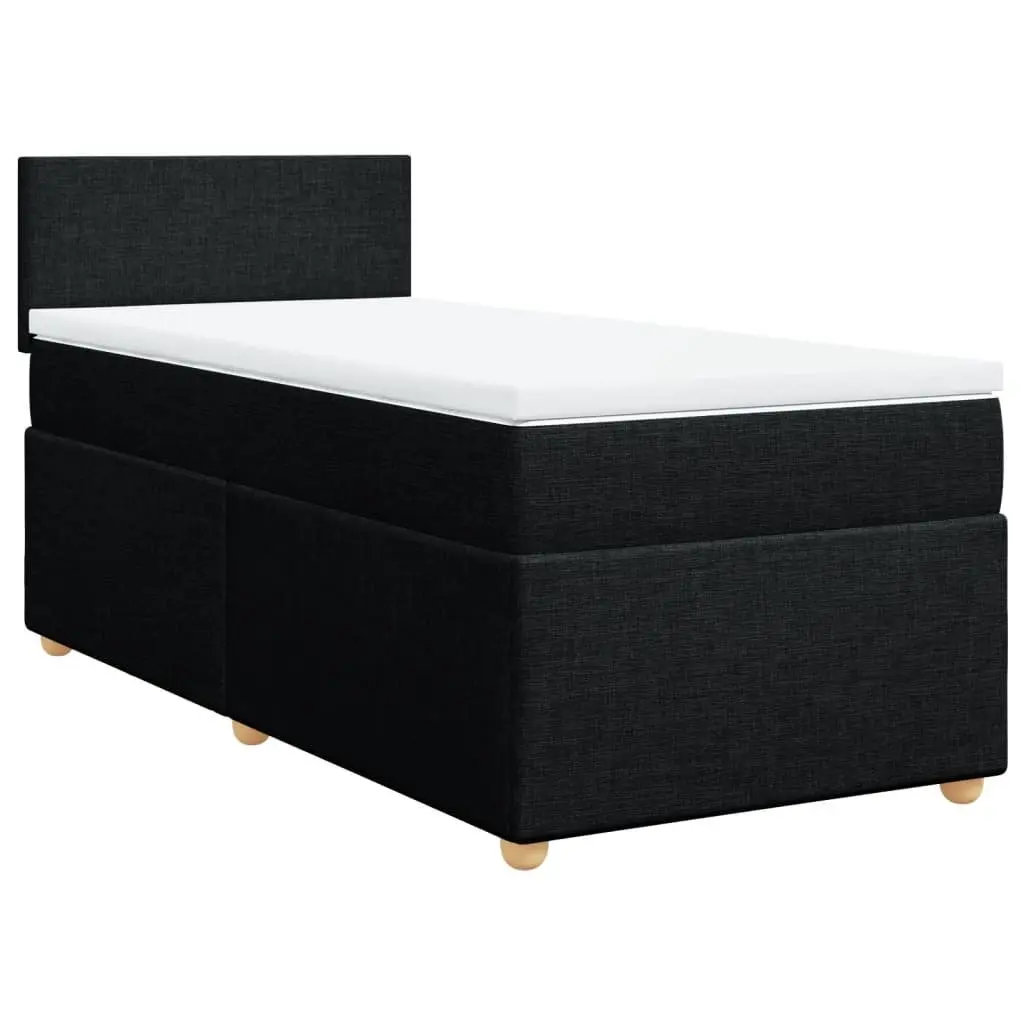King Single Box Spring Bed with Pocket Spring Mattress Black Fabric Frame