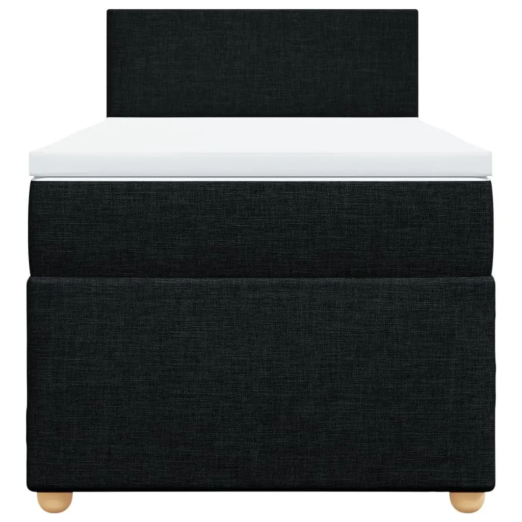King Single Box Spring Bed with Pocket Spring Mattress Black Fabric Frame