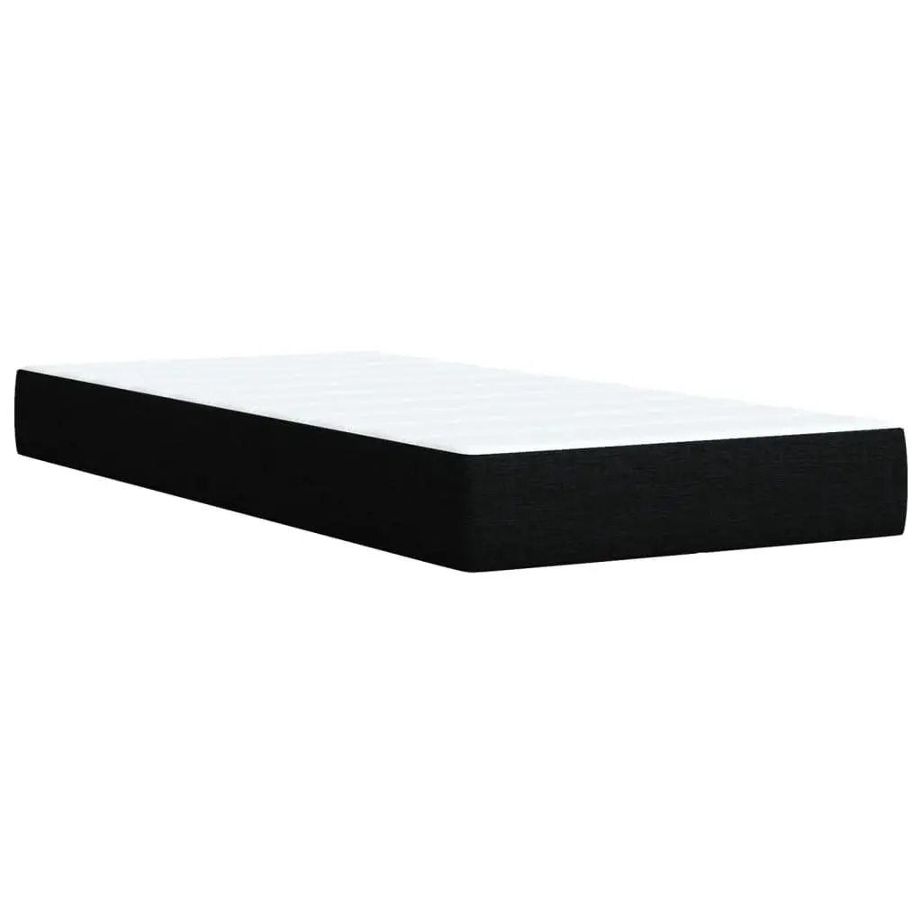 King Single Box Spring Bed with Pocket Spring Mattress Black Fabric Frame
