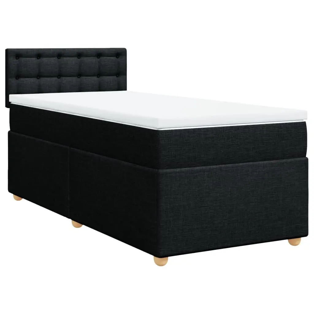 Box Spring Bed King Single Pocket Spring Mattress Black Fabric