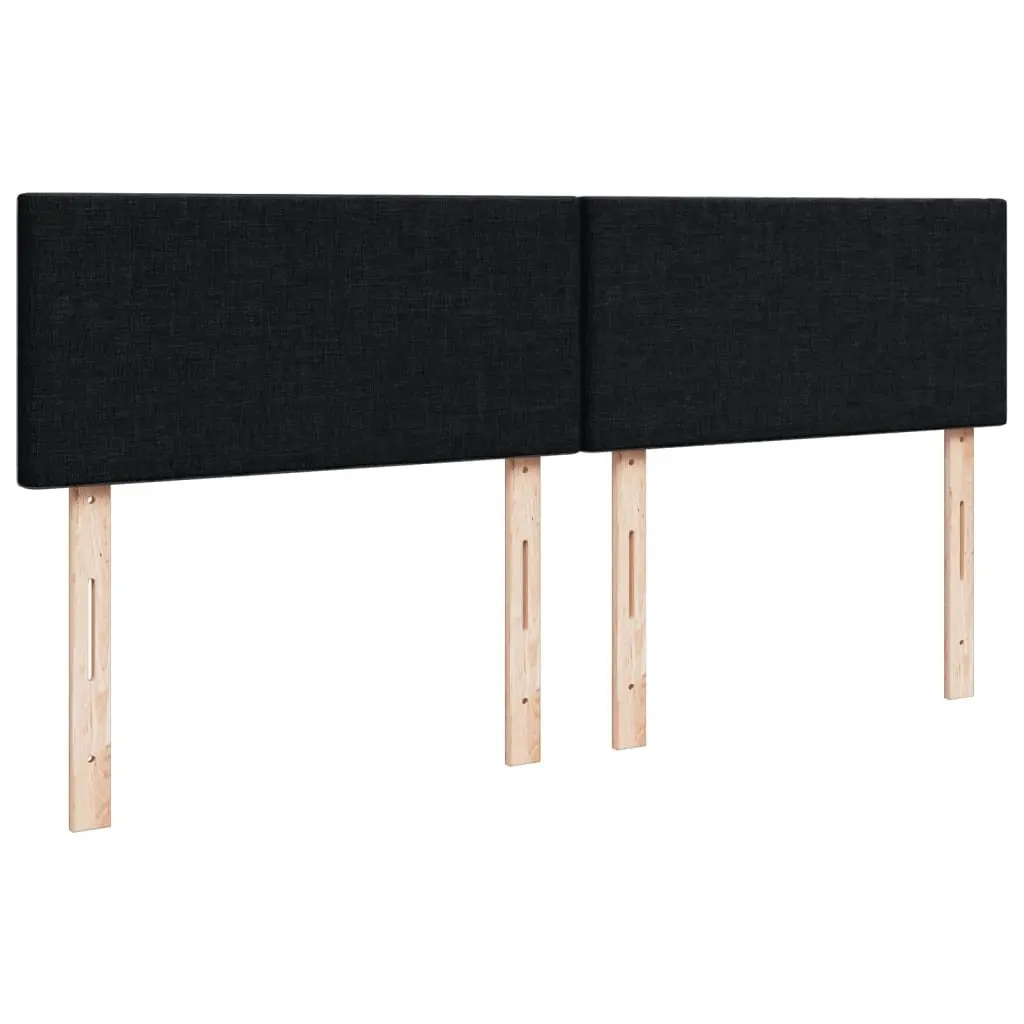 Double Box Spring Bed Double Pocket Spring Mattress Black Fabric Upholstery