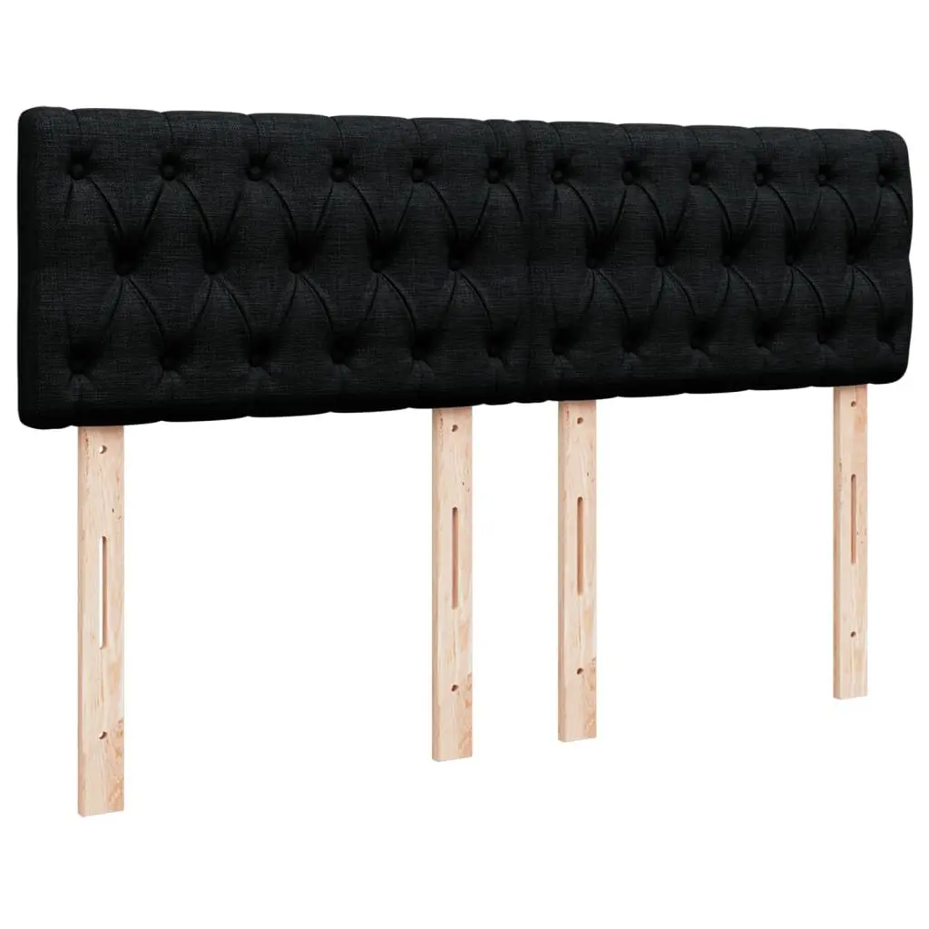 Double Box Spring Bed Double Size Pocket Sprung Mattress Black Fabric Frame