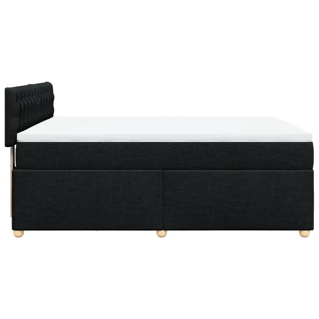 Double Box Spring Bed Double Size Pocket Sprung Mattress Black Fabric Frame