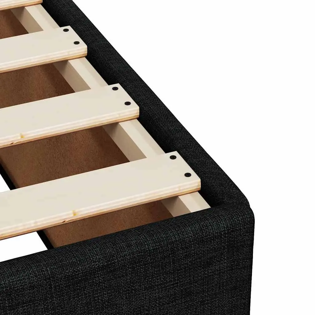 Double Box Spring Bed with Pocket Spring Mattress Black Fabric Frame