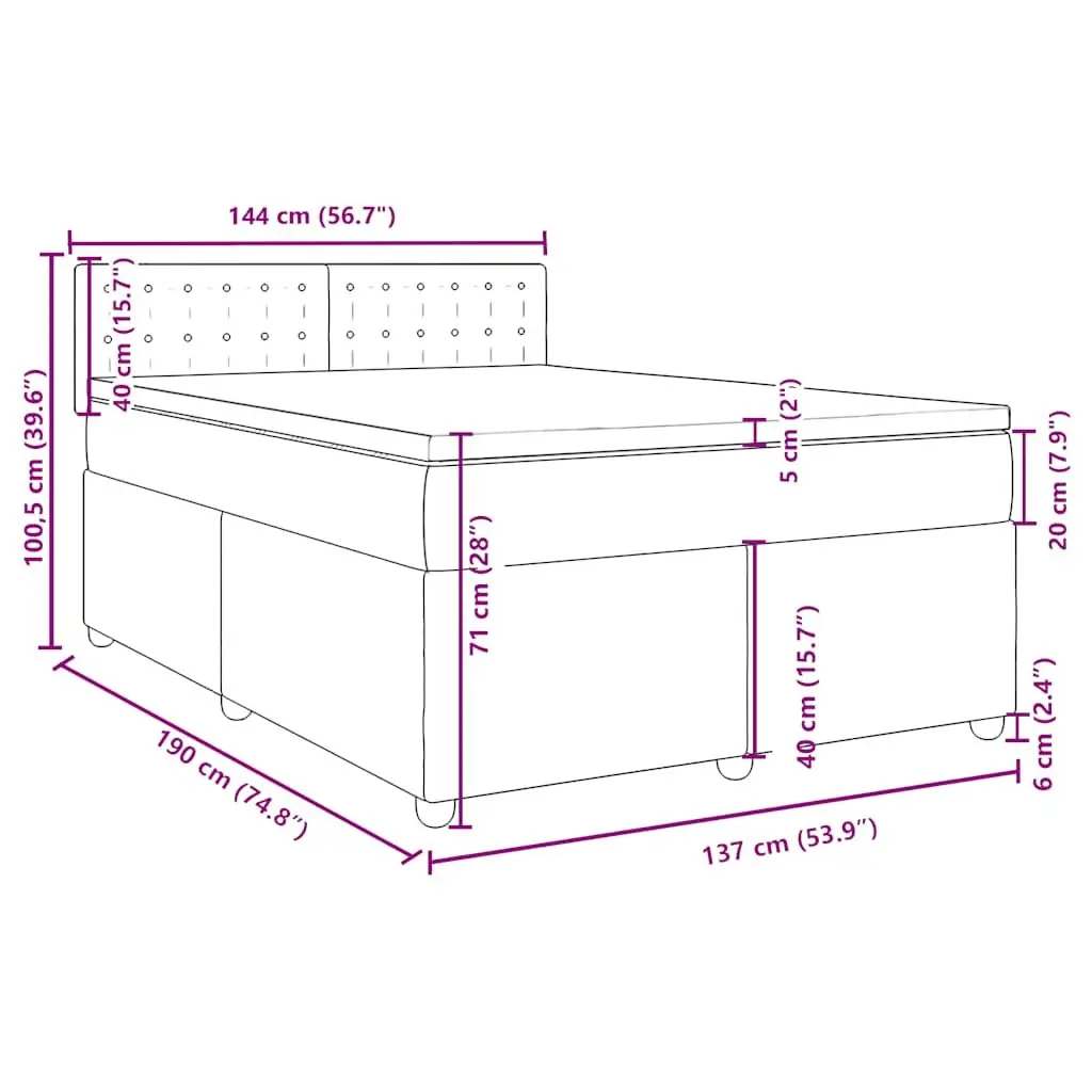 Double Box Spring Bed with Pocket Spring Mattress Black Fabric Frame